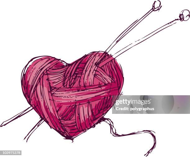 herz von garn - garnbündel stock-grafiken, -clipart, -cartoons und -symbole