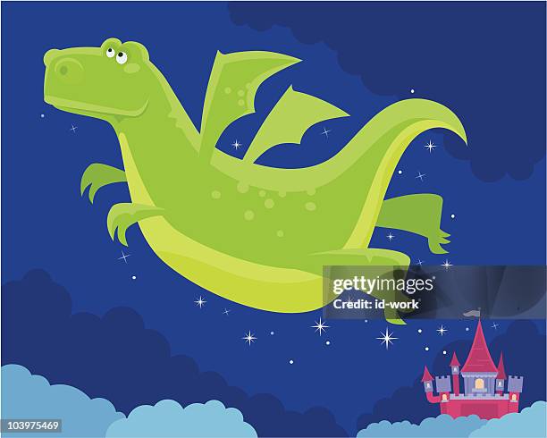 flying dragon - dragons flying stock illustrations