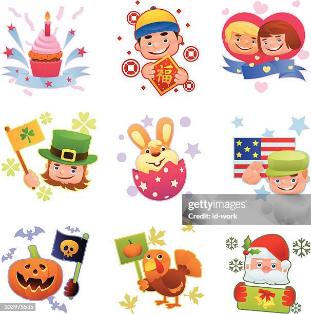holidays icons - saluting icon stock illustrations