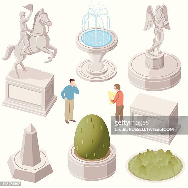 statues - animals isometric stock illustrations