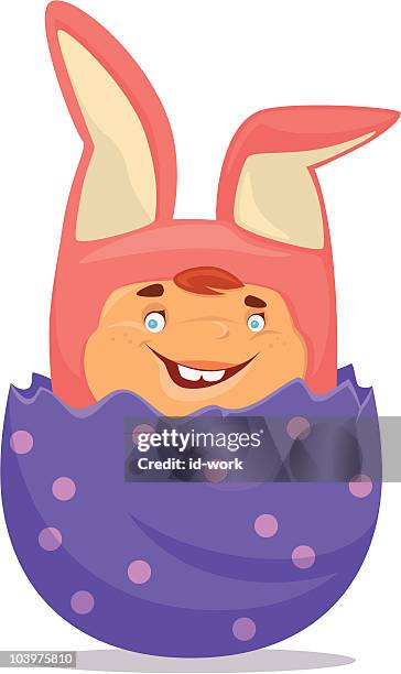 bunny kid - looking into camera studio stock illustrations