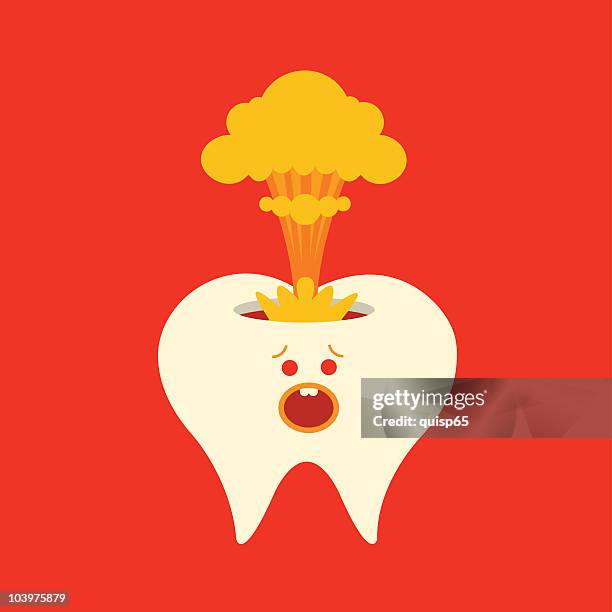sad tooth character - toothache cartoon stock illustrations