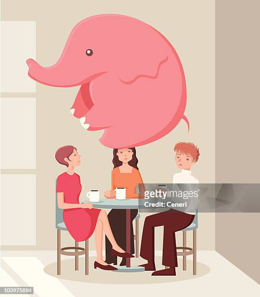 there's an elephant in the room - cafe interior stock illustrations