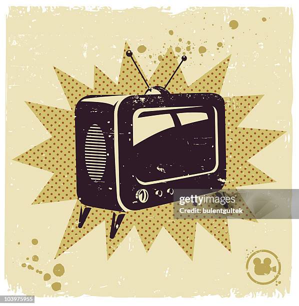 an illustration of a retro television - the past stock illustrations