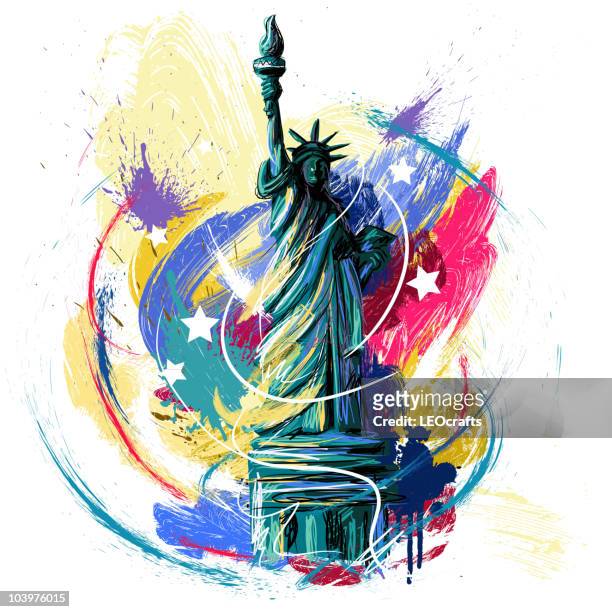stockillustraties, clipart, cartoons en iconen met statue of liberty - statue of liberty drawing