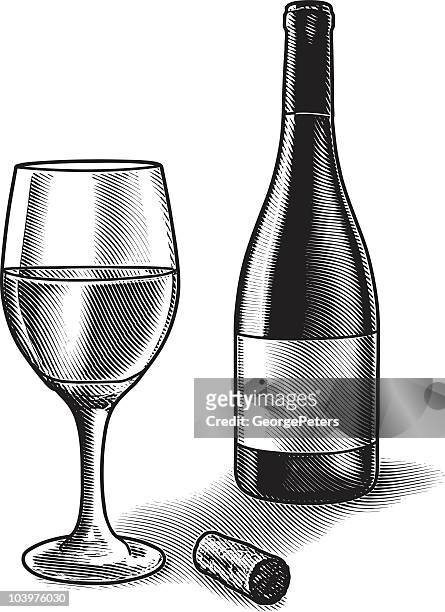 ilustrações de stock, clip art, desenhos animados e ícones de copo de vinho e garrafa - wine cork