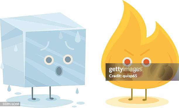 ilustraciones, imágenes clip art, dibujos animados e iconos de stock de fuego y el hielo caracteres - frío