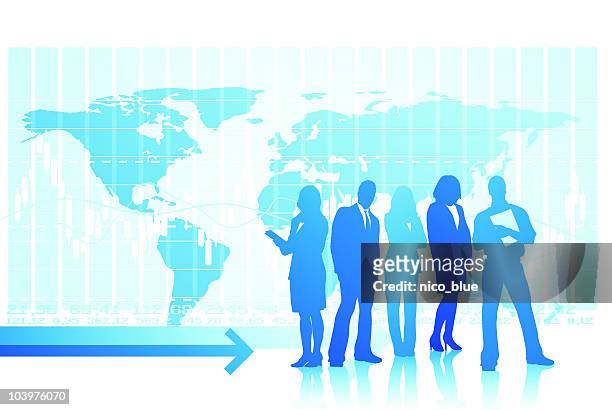 global silhouetted business people - trading floor stock illustrations