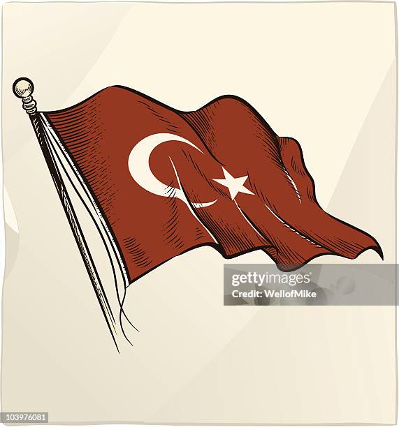 ilustraciones, imágenes clip art, dibujos animados e iconos de stock de bandera de turquía - bandera turca