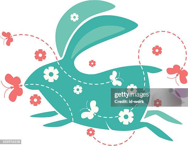 bunny symbol - rabbit running white background stock illustrations