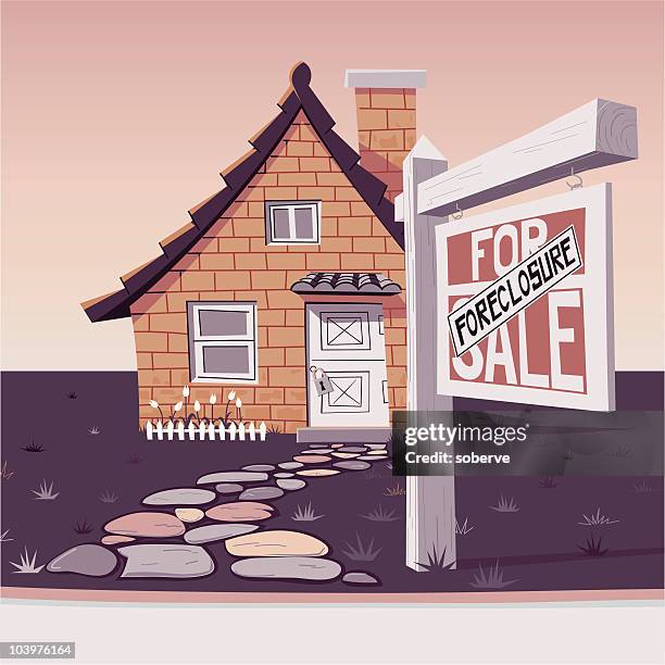 brick house for sale - foreclosure stock illustrations
