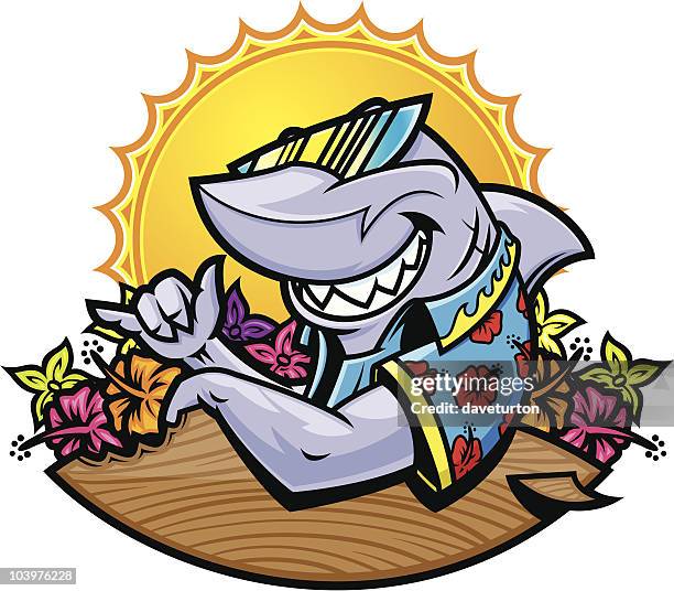 shark surfboard - shark stock illustrations