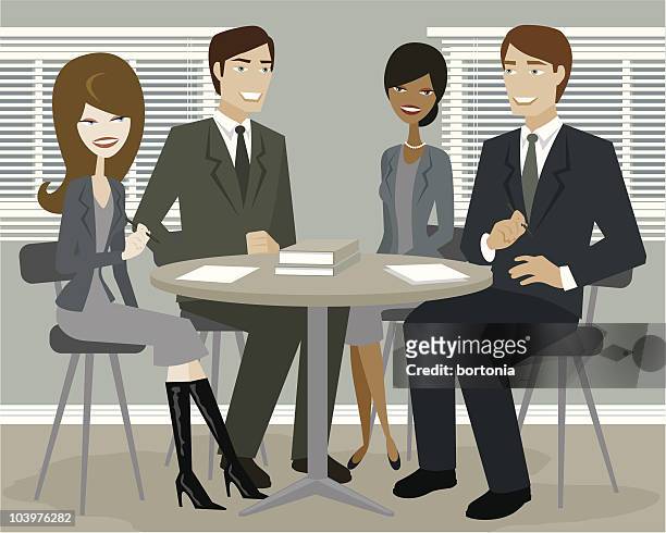 business meeting - four people stock illustrations