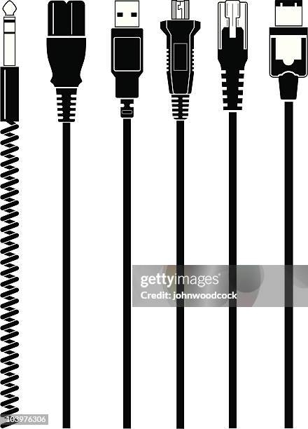 computer cables - network connection plug stock illustrations