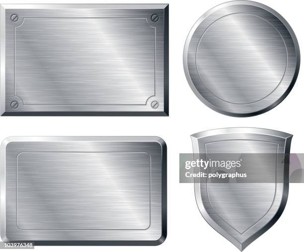 brushed metal shapes - award plaque stock illustrations
