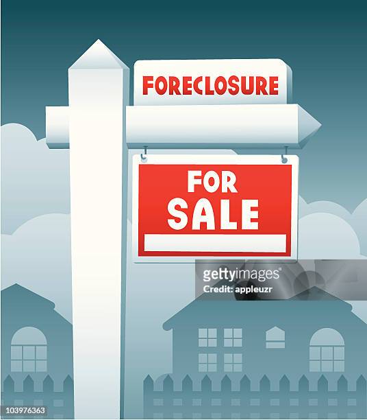 house for sale and foreclosure - subprime loan crisis stock illustrations
