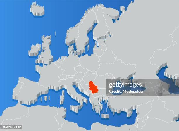 three dimensional map country sea - slovakia map stock illustrations