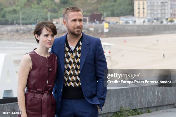 Ryan Gosling and Claire Foy attend 'First Man' photocall during 66th San Sebastian Film Festival on September 24, 2018 in San Sebastian, Spain.