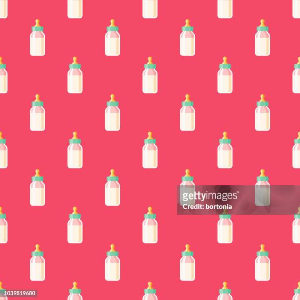 baby flasche nahtlose muster - milchflasche stock-grafiken, -clipart, -cartoons und -symbole