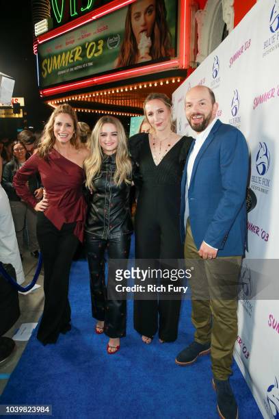 Andrea Savage, Joey King, Rebecca Gleason and Paul Scheer attend the premiere of Blue Fox Entertainment's "Summer '03" at the Vista Theatre on...