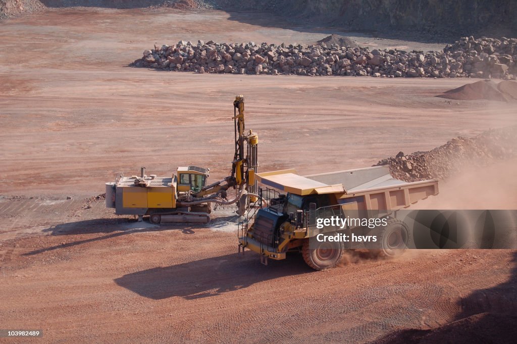 Open-pit Mine with Dump Truck and drill