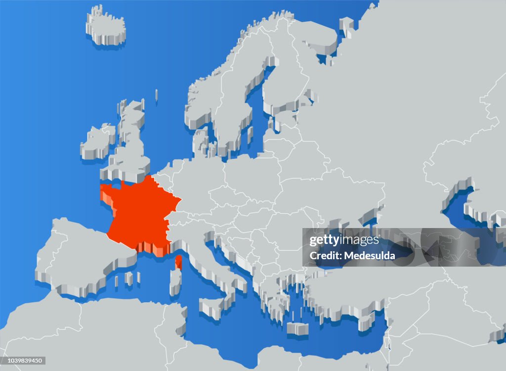 Three Dimensional Map Country Sea