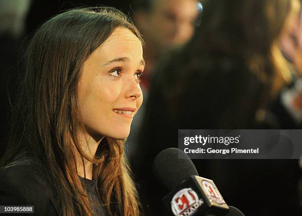 Actress Ellen Page arrives "Super" Premiere held at Ryerson Theatre during the 35th Toronto International Film Festival on September 10, 2010 in...