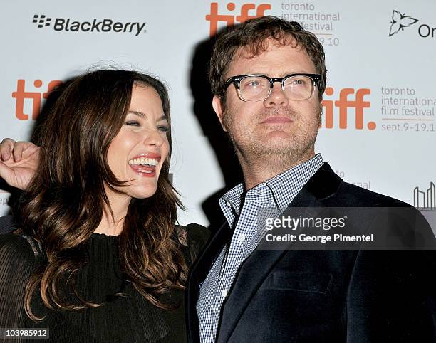 Actors Liv Tyler and Rainn Wilson arrive at the "Super" Premiere held at Ryerson Theatre during the 35th Toronto International Film Festival on...