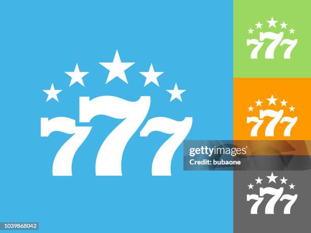 slot machine flat icon on blue background - fruit machine icon stock illustrations