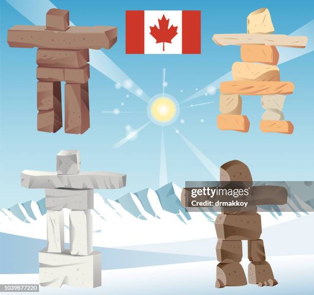 canada inuksuk - algonquin provincial park stock illustrations