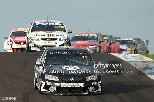 Rick Kelly drives the Jack Daniel's Racing Holden during qualifying race two for round nine of the V8 Supercar Championship Series at Phillip Island...