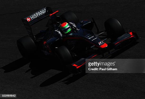 Sakon Yamamoto of Japan and Hispania Racing Team drives during practice for the Italian Formula One Grand Prix at the Autodromo Nazionale di Monza on...
