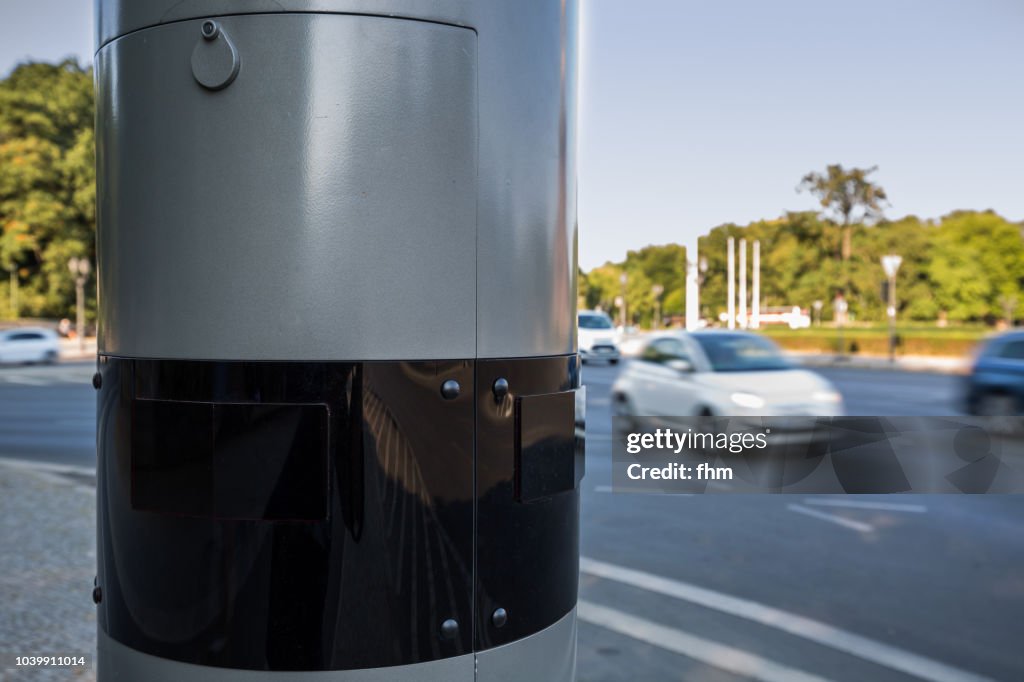 Speed camera near a large road in Berlin (Germany)