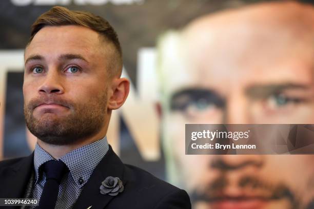 Karl Frampton attends a press conference during the Josh Warrington and Carl Frampton Media Tour on September 25, 2018 in London, England.