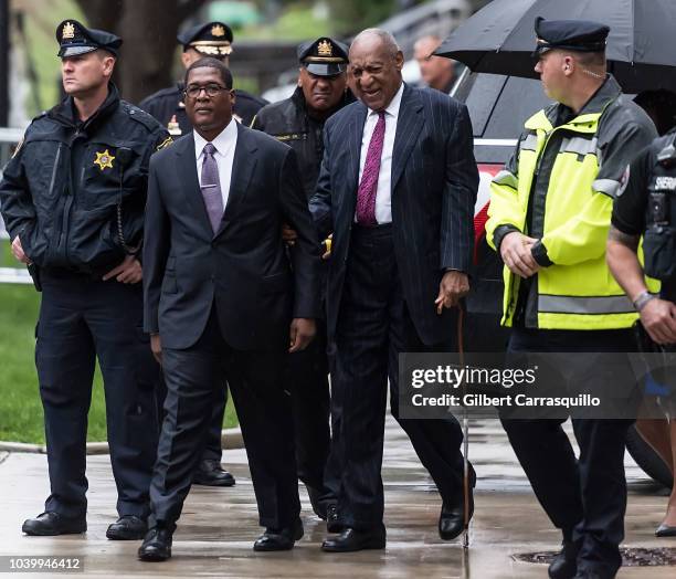 Actor/stand-up comedian Bill Cosby arrives for sentencing for his sexual assault trial at the Montgomery County Courthouse on September 25, 2018 in...