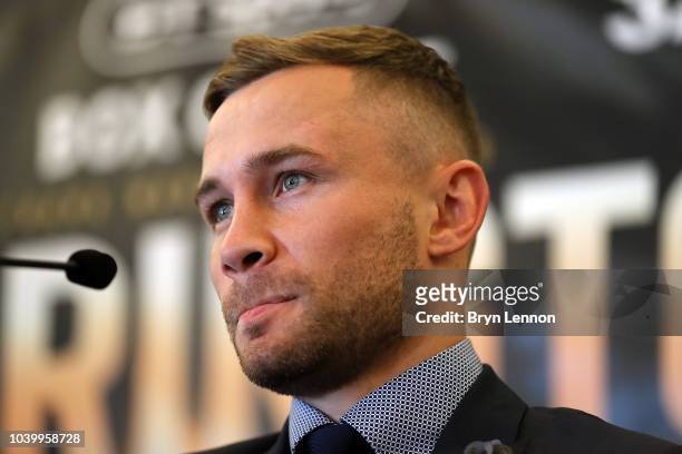 Carl Frampton attends a press conference during the Josh Warrington and Carl Frampton Media Tour on September 25, 2018 in London, England.