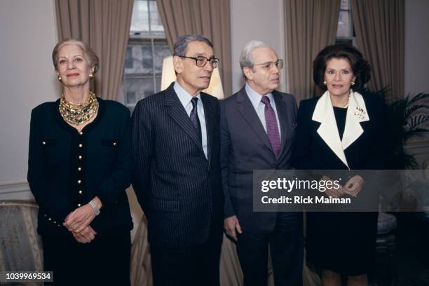 Peruvian Secretary-General of the United Nations Javier P??rez de Cu??llar with wife Marcela Temple Seminario organize a lunch to welcome his...