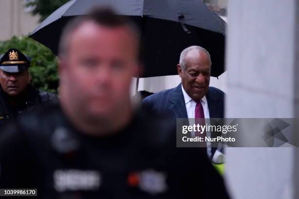 Entertainer Bill Cosby arrives for a scenting hearing in Norristown, PA, on September 25, 2018. Cosby appears before Judge Steven O'Neil after a jury...