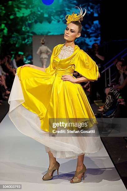 Model showcases designs by Of Cabbages and Kings during the WA Designers Collection 1 catwalk show as part of Perth Fashion Week 2010 at Fashion...