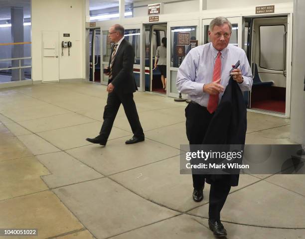 Sen. Richard Burr walks through the U.S. Capitol, September 25, 2018 in Washington, DC. Christine Blasey Ford, who has accused Kavanaugh of sexual...