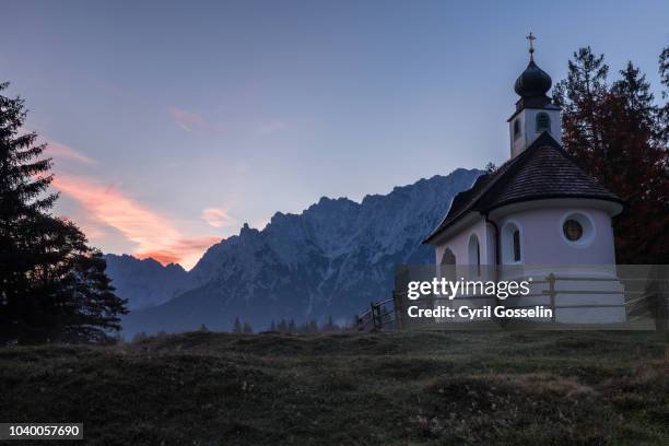 chapel maria königin at dawn - mittenwald bildbanksfoton och bilder