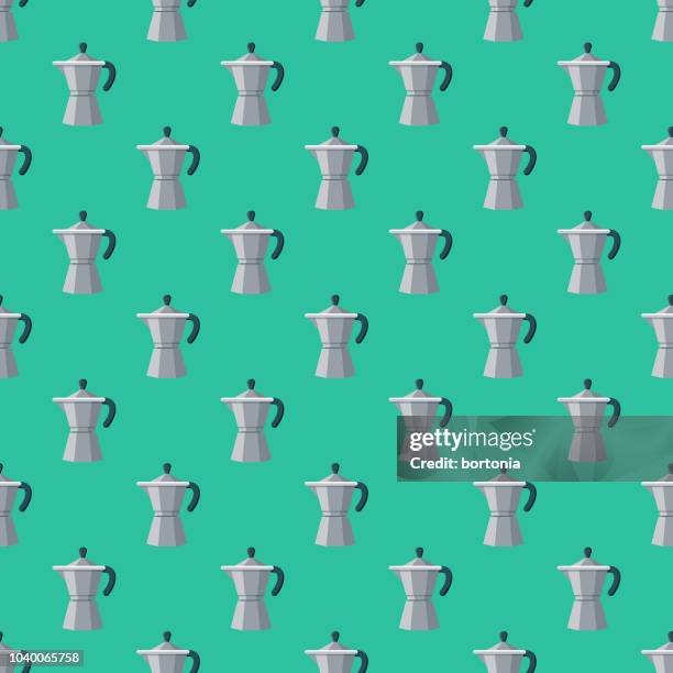 espresso maker seamless pattern - coffee beans background stock illustrations
