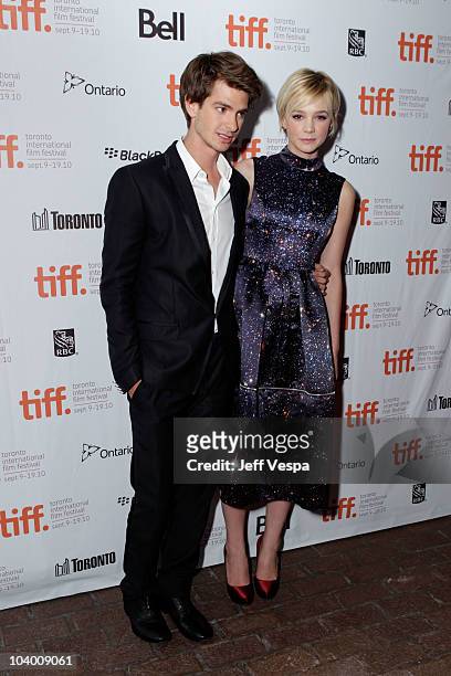 Actor Andrew Garfield and actress Carry Mulligan arrives at the "Never Let Me Go" Premiere held at the Ryerson Theatre during the 35th Toronto...