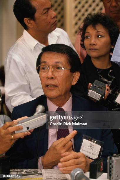 Filipino Senator Juan Ponce Enrile, originally a protegee of late dictator Ferdinand Marcos, later emerged as a leader in the February 1986 People...