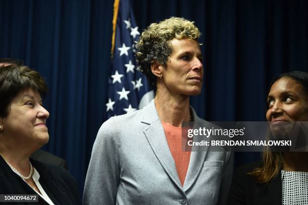 Andrea Constand attends a press conference on September 25, 2018 in Norristown, Pennsylvania, after comedian Bill Cosby was sentenced to at least...