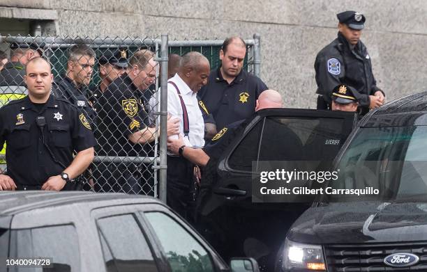 Actor/stand-up comedian Bill Cosby is taken out of to the Montgomery County Courthouse to state prison in shackles after being Sentenced To 3 To 10...