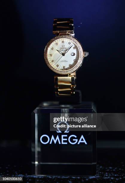 The wrist watch model Ladymatic of watch manufacturer Omega is on display at the International watch and jewellery fair Baselworld 2014 in...