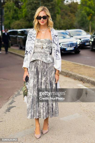 Chiara Ferragni attends the Christian Dior show as part of the Paris Fashion Week Womenswear Spring/Summer 2019 on September 24, 2018 in Paris,...