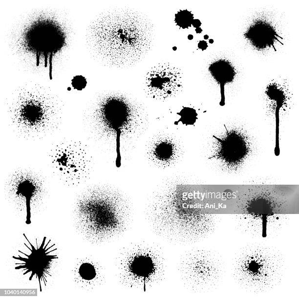grunge ink blots - spray stock illustrations