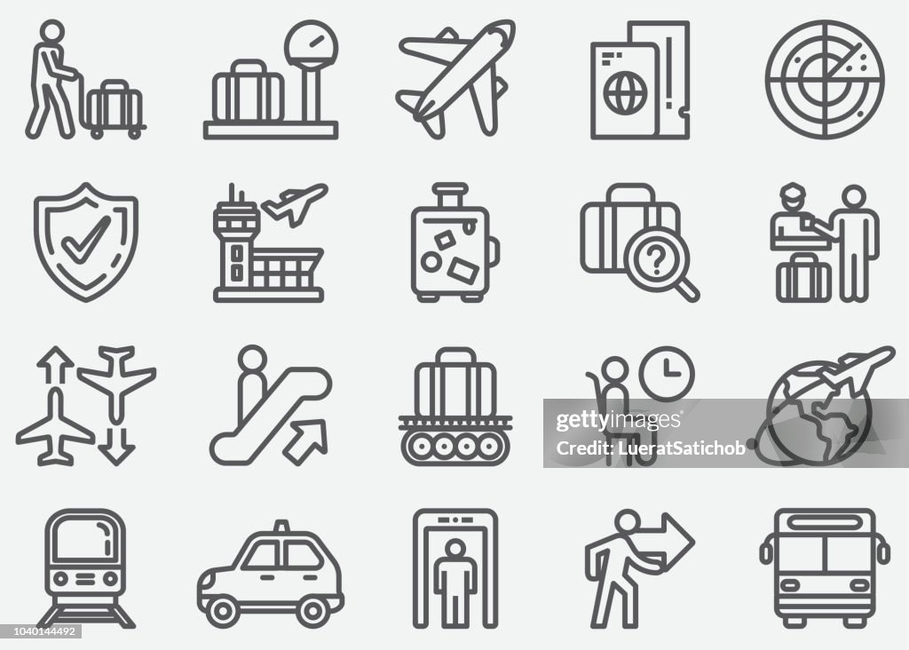 Airport and Transportation Line Icons